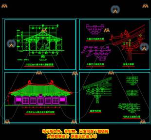 CAD唐代古建筑山西五台山佛光寺大殿庑殿顶大殿古建筑CAD图纸斗拱