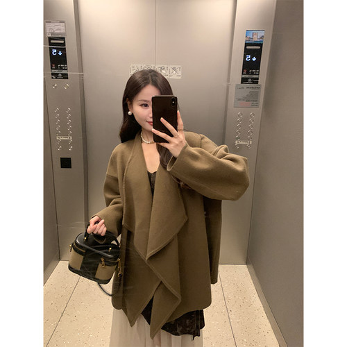 清仓特价~本希/wan美廓形  宽松休闲气质大翻领针织外套 不退换