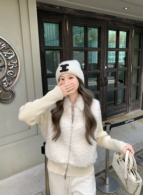 11.08本希benxe/独占心扉 韩系气质拼接翻领假两件设计毛毛外套