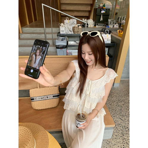 6.01新品 本希benxe/多层立体打褶网纱+减龄百搭短款小飞袖吊带