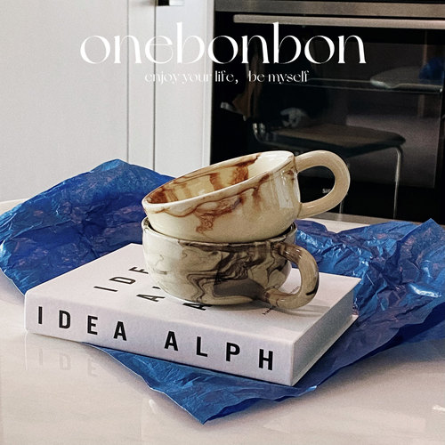 onebonbon泼墨水墨陶瓷杯早餐杯
