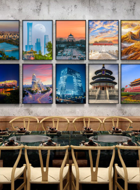 故宫装饰画酒店茶室中式饭店包厢民宿长城风景挂画北京名建筑壁画