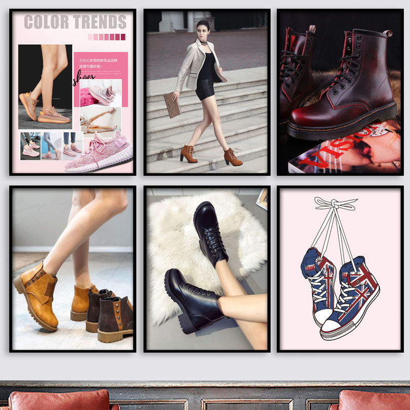 鞋店专卖店装饰画潮流服饰店背景墙画休闲运动鞋女鞋海报洗鞋挂画