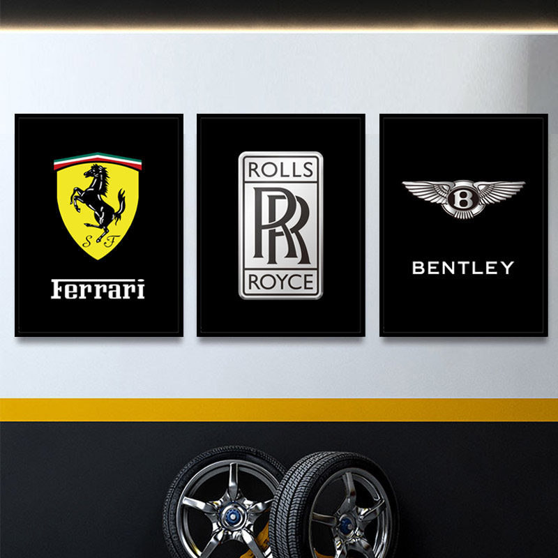 汽车美容洗车4s店车标装饰画跑车logo标志挂画车行改装俱乐部壁画