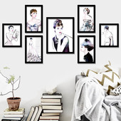 奥黛丽赫本复古怀旧海报框画餐厅酒吧咖啡厅装 饰挂画墙画组合壁画