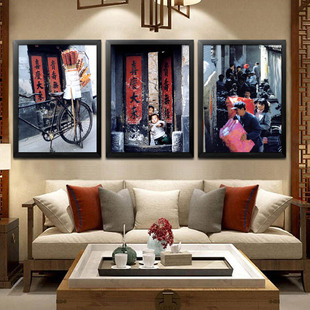 老北京胡同装饰挂画火锅店烤鸭店装饰画涮羊肉馆饭店餐厅酒吧墙画