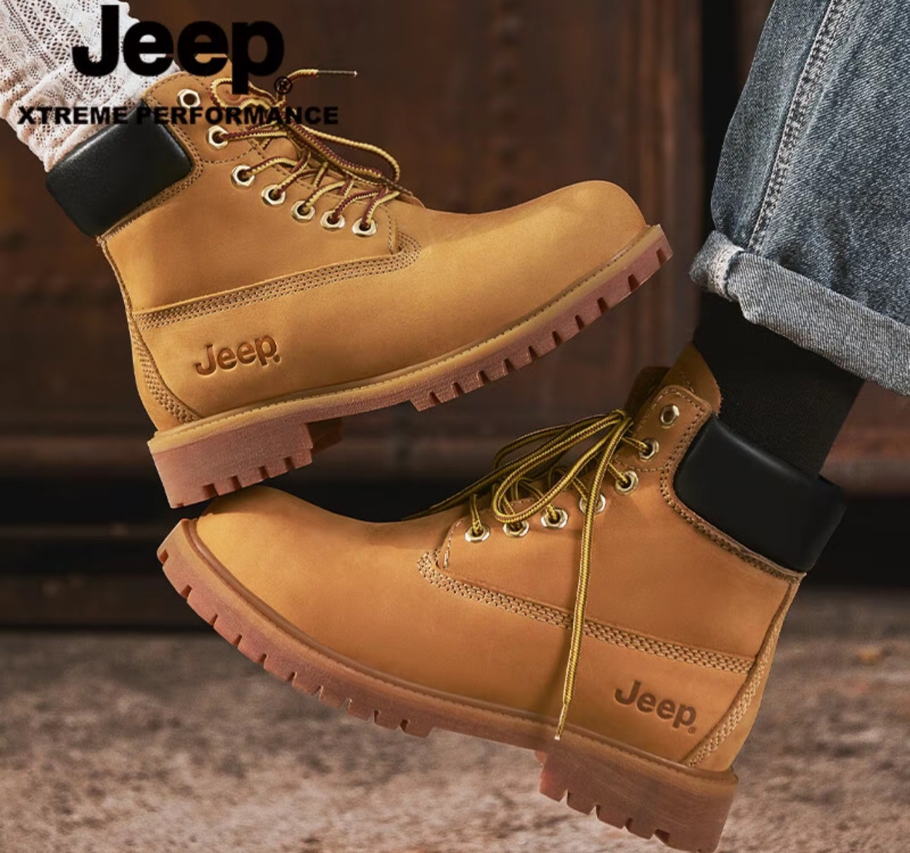 Jeep吉普 头层牛皮 时尚大黄靴马丁靴  PRD203232581K01 重庆Tr仓