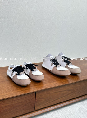 DKVID 质感/丑萌系 巨舒适小牛皮拼色豆豆鞋高帮平底休闲德训鞋