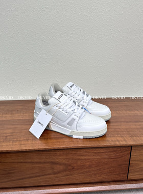 DKVID 品质天花板/闭眼入 白水泥真皮荔枝纹休闲小白鞋牛仔布板鞋