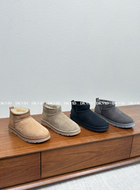 DKVID 薄底情侣款 出口品质 羊皮毛一体雪地靴周冬雨同款短筒棉鞋