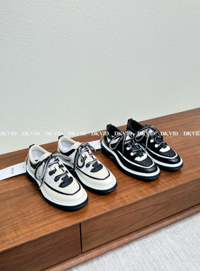 DKVID 细节控/闭眼入 25A熊猫拼色菱格真皮厚底德训鞋休闲运动鞋