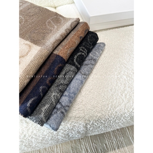 25FW棋盘格拼色流苏双面羊绒围巾女 奢华触觉 DENTUATUA 灵动感