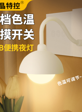 山晶特控usb插电式小夜灯智能新款语音控制卧室遥控触摸LED床头灯