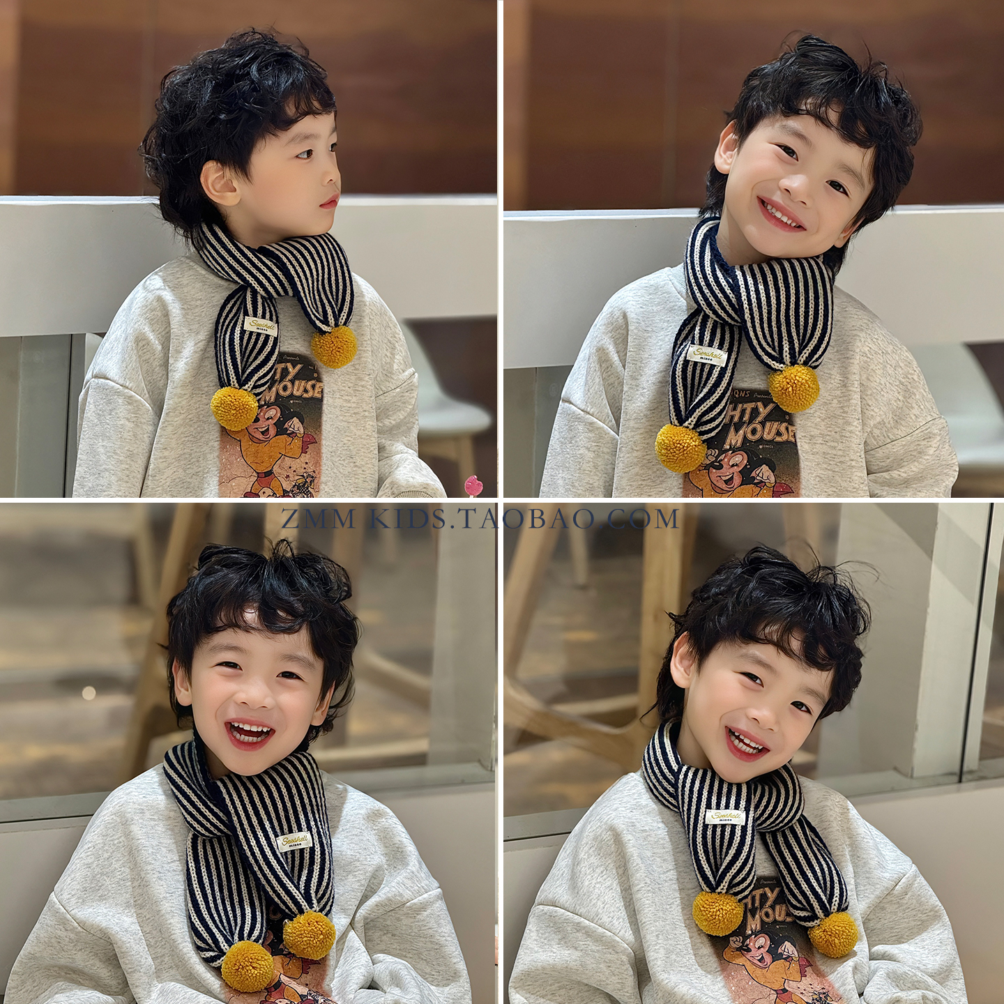 儿童围巾中大男孩宝2025新款秋冬季护颈巾小围脖脖套帅气冬款冬天