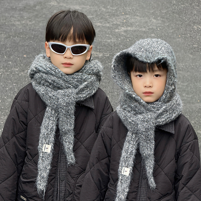 巴拉克拉法帽子围巾一体儿童女款2025新款冬季连帽大男孩围脖