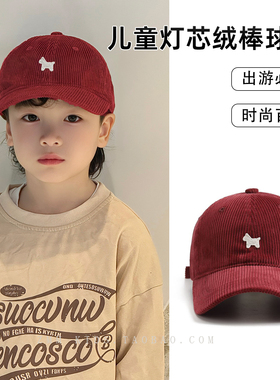 红色儿童棒球帽子鸭舌2025新款冬中大男孩小马新年过年本命年2026