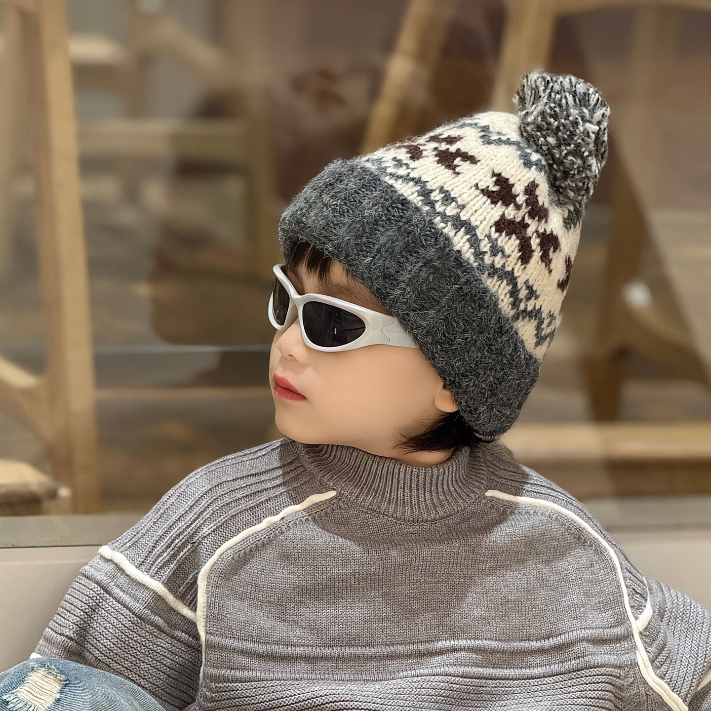 儿童毛线帽子冬季针织2025新款大男孩宝小痞帅气炸街费尔岛超好看