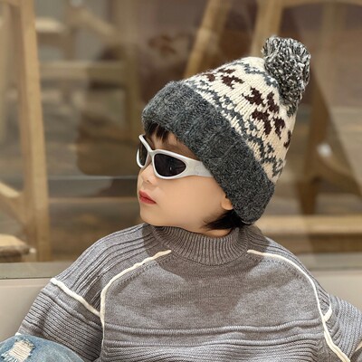 儿童毛线帽子冬季针织2025新款大男孩宝小痞帅气炸街费尔岛超好看