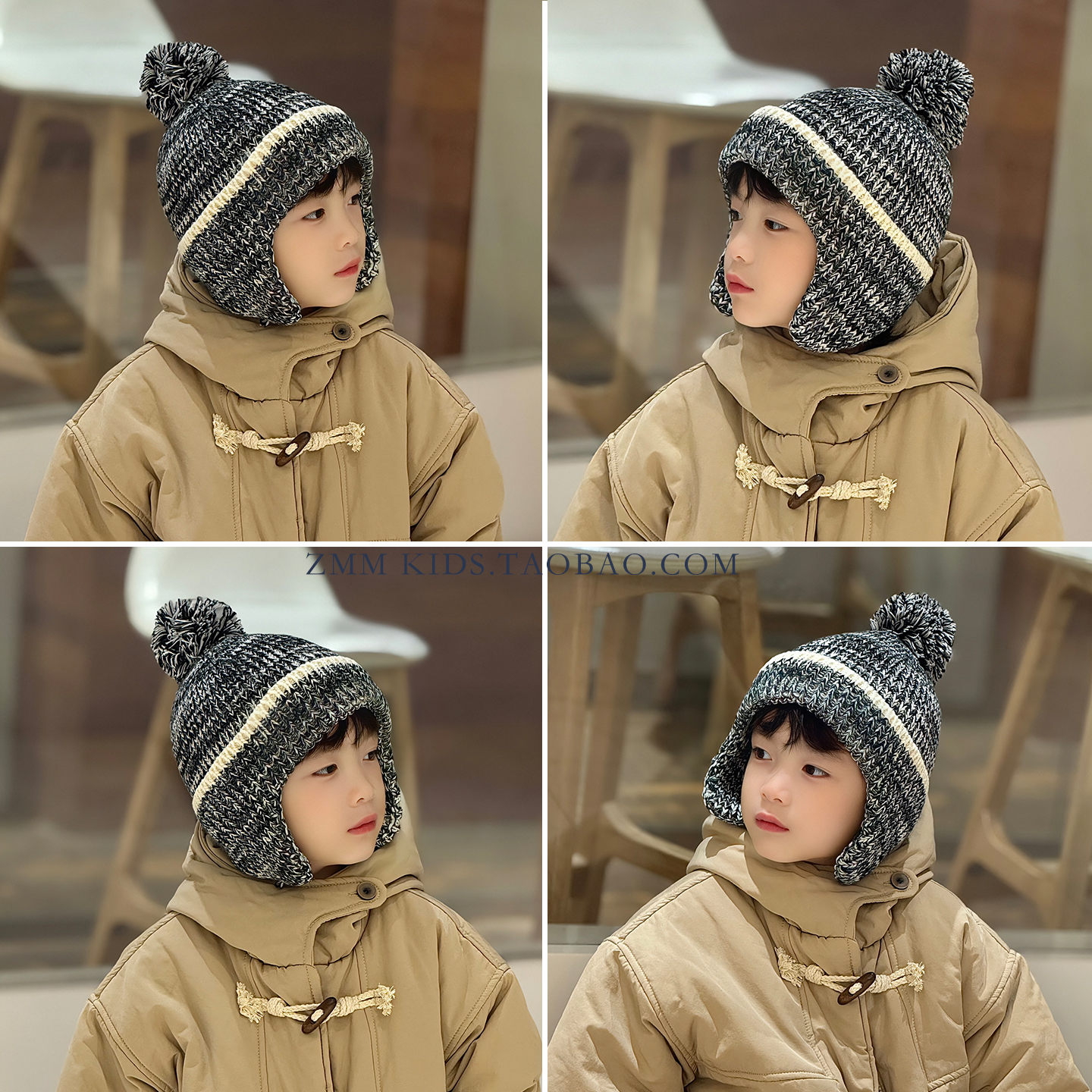 儿童毛线帽子2025新款秋冬季中大男孩护耳针织雷锋小痞帅炸街冬天