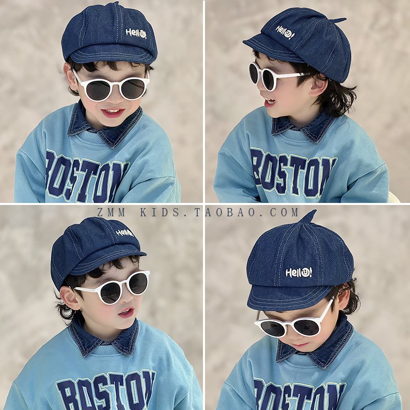 儿童贝雷帽子小男孩2025新款秋季宝痞帅气前进鸭舌八角报童春秋冬