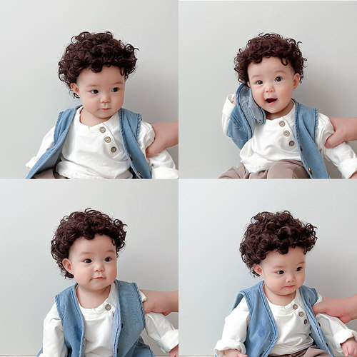婴儿假发帽子可爱婴幼儿