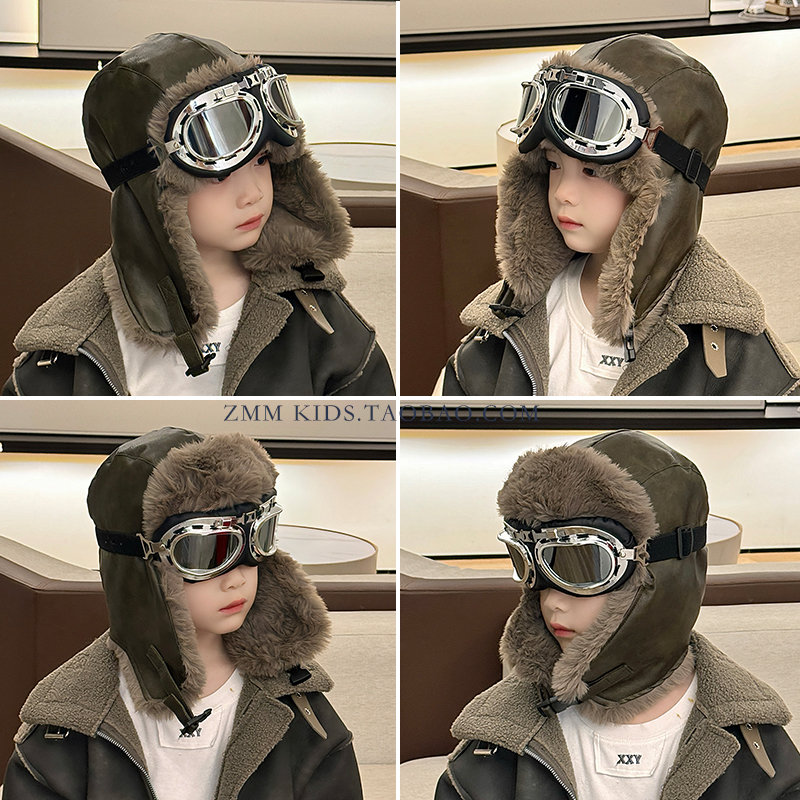 儿童雷锋帽子飞行员护耳大男孩痞帅气皮冬季2025新款东北防寒冬天