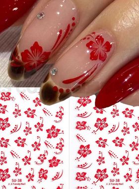 简约镂空框美甲贴纸isn烫金银黑白色复古金属玫瑰花指甲装饰贴花