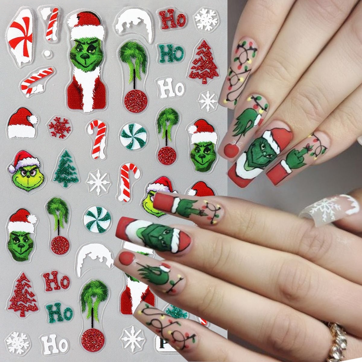 圣诞树雪人雪花指甲DIY装饰贴花