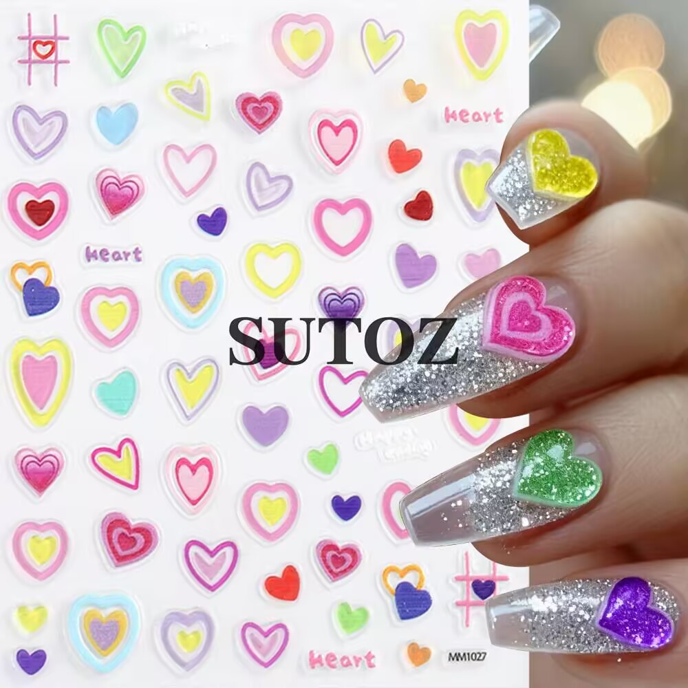 新款晶钻烫金星月爱心美甲贴纸