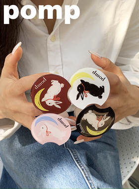 pomp原创月亮兔子气囊黑色白色粉色手机支架粘贴式适用苹果安卓