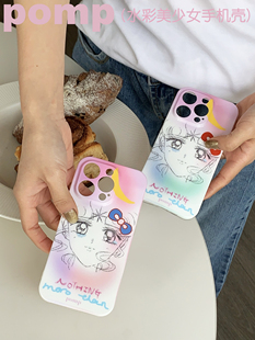 pomp原创设计手绘美少女战士全包防摔手机壳适用于苹果12/13/14/15promax创意不撞壳