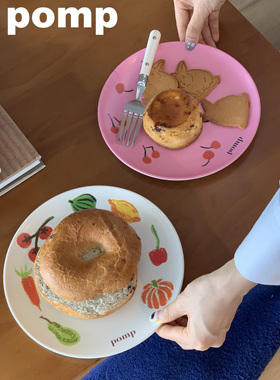 pomp 原创设计手绘餐具ins风水果甜品沙拉牛排圆形盘子摆拍照餐盘