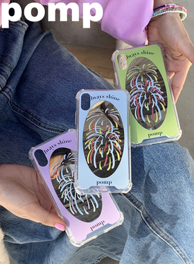pomp 原创三色烟花镜面个性时尚撞色手机壳适用于苹果12/13promax14promax创意补妆