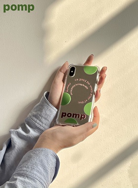 pomp 原创设计艺术绿色心动泡泡镜面手机壳撞色防摔全包保护壳