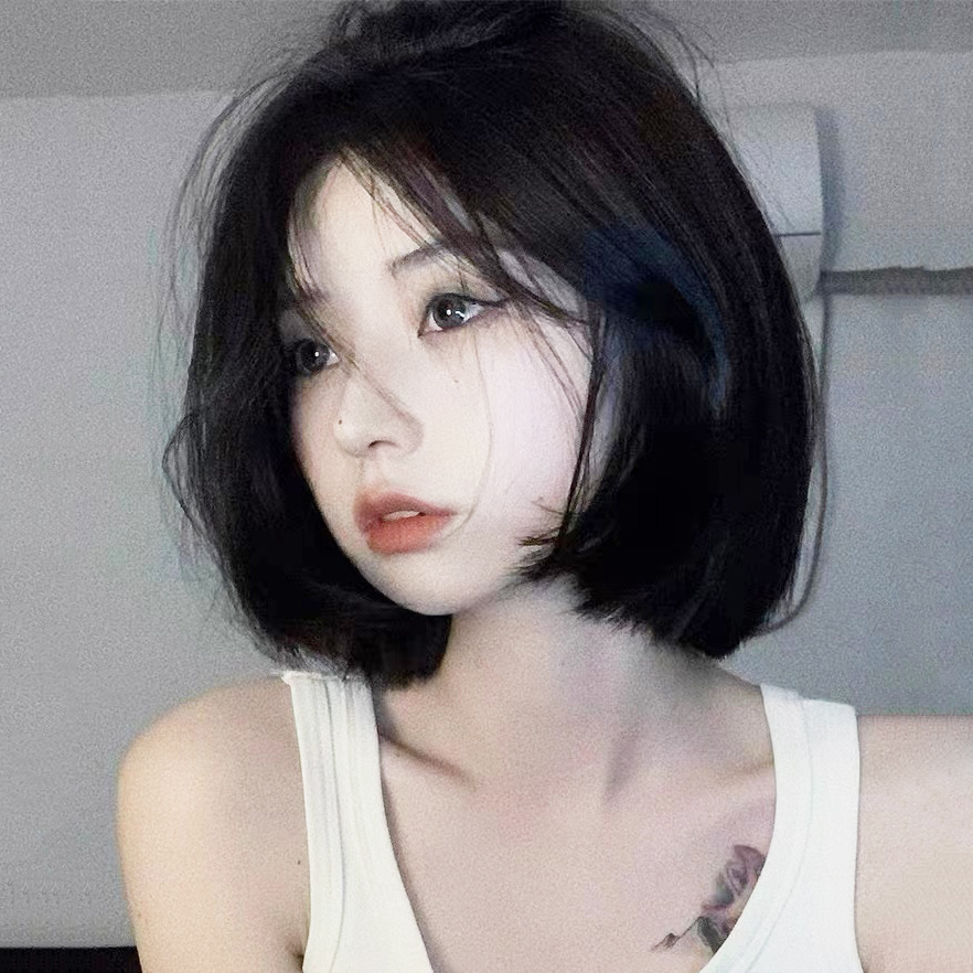 假发女短发减龄网红日常中分无刘海短直发bobo头造型自然全头套式