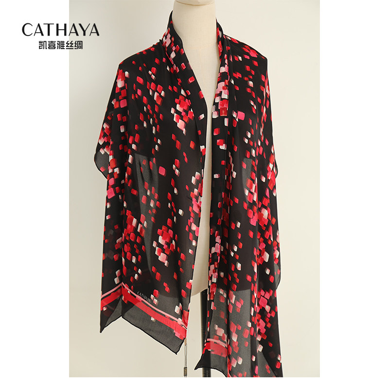 凯喜雅真丝丝巾女乔其缎zip1c349