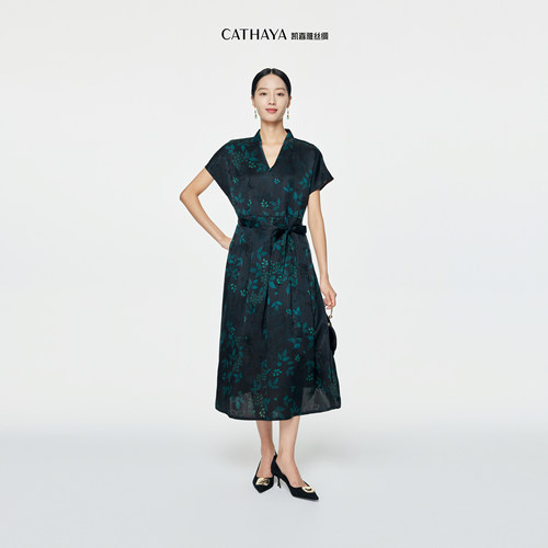 CATHAYA/凯喜雅短袖V领连衣裙HSK2FLJM234
