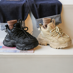 【清仓特价】头层牛皮童鞋儿童运动老爹鞋男童鞋子女童加绒二棉鞋