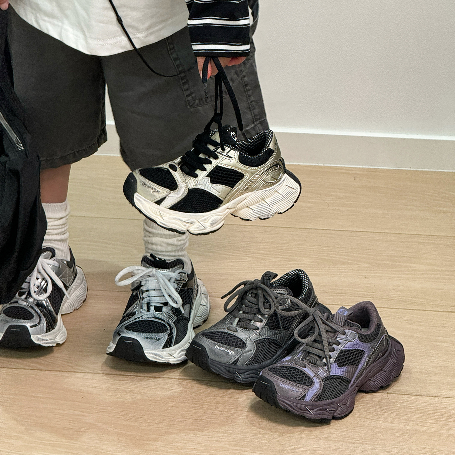 潮牌做旧童鞋女童订书机老爹鞋亲子儿童运动鞋男童厚底加绒二棉鞋