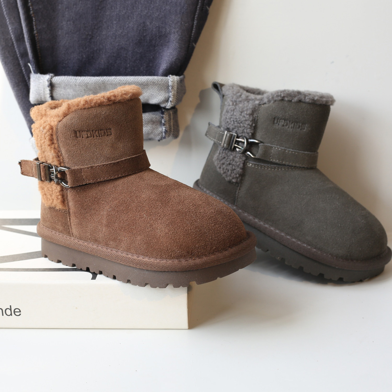 韩版磨砂真皮儿童大棉鞋加绒加厚男童靴子2025新款冬鞋女童雪地靴,童鞋/婴儿鞋/亲子鞋,雪地靴,淘宝优惠券,粉丝福利购,淘宝优惠卷