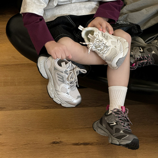 春款亲子擦色做旧童鞋儿童运动鞋男童鞋子轻便跑步鞋女童潮老爹鞋