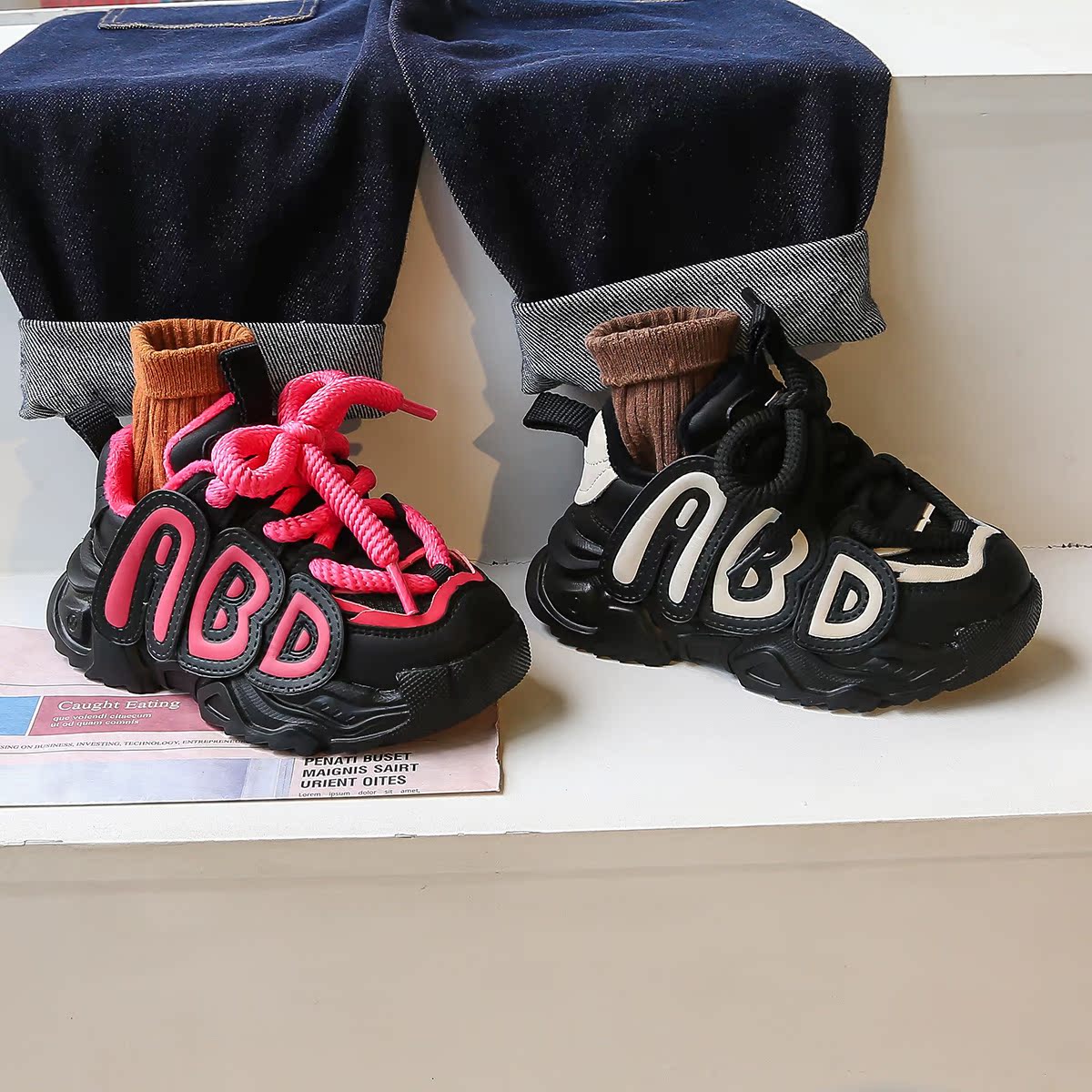 米泡家加绒二棉运动鞋儿童老爹鞋