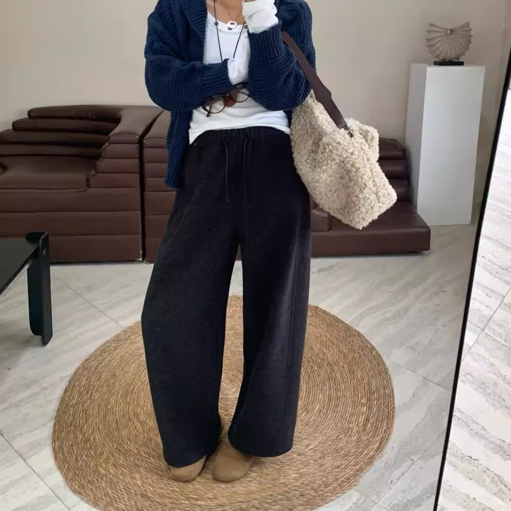 零壹LING YI1013冬季加厚休闲裤宽松女羊绒裤卫裤舒适加绒奶奶裤