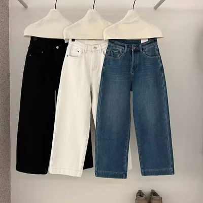 零壹LING YI 22979秋冬款复合加绒四面弹九分直筒裤奶奶裤牛仔裤