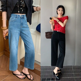 高货55693春夏新款四面弹小直筒裤小个子显瘦九分裤牛仔奶奶裤