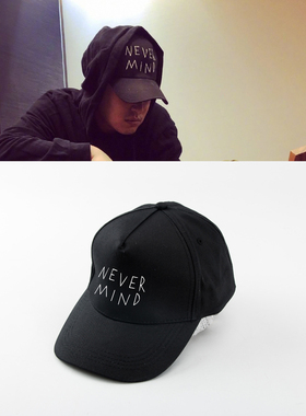 潘玮柏同款帽子 NEVER MIND字母鸭舌帽遮阳潘帅棒球帽男女印花夏