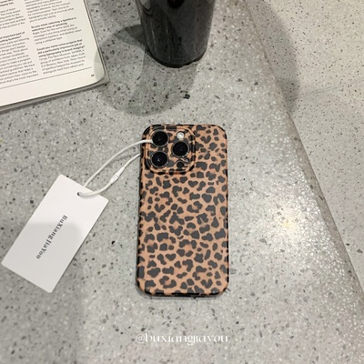 不想加油ins小众复古小豹纹手机壳适用苹果16ProMax高级感手机软壳iPhone13/14全包边防摔保护套15