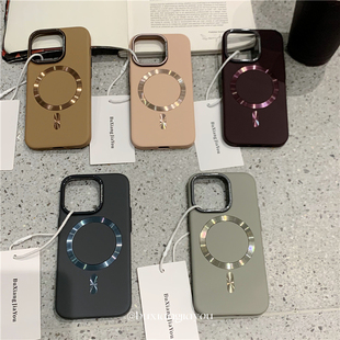 不想加油ins小众纯色肤感磁吸手机壳适用苹果17ProMax高级感手机软壳iPhone15/14全包边防摔保护套16pro