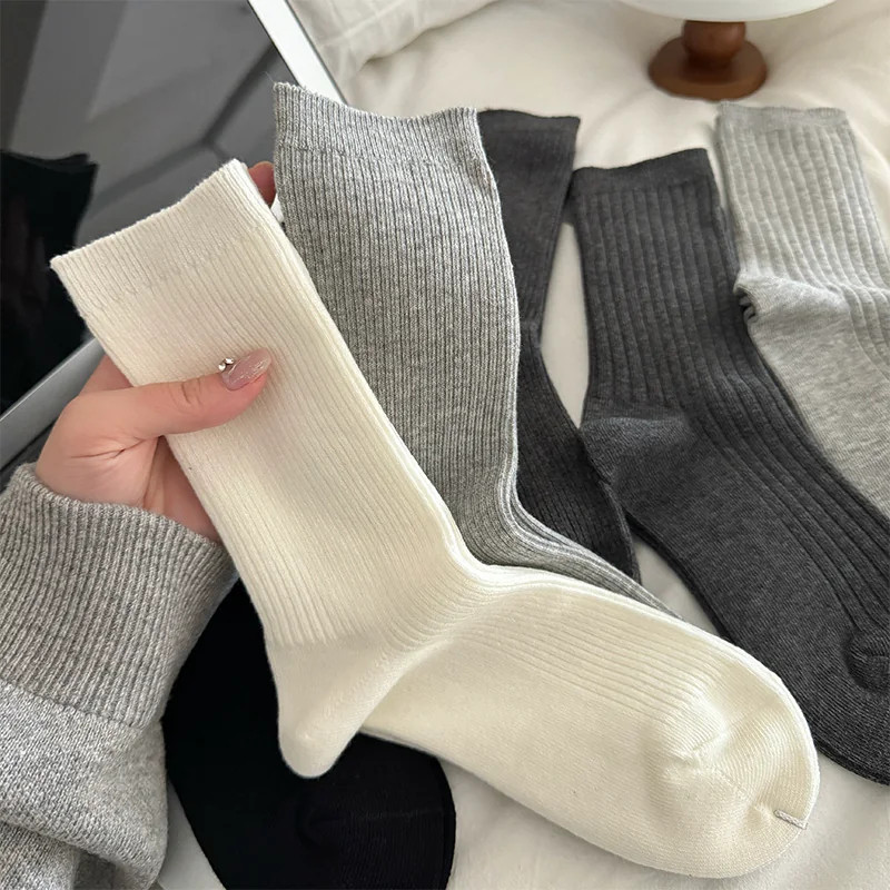 白色袜子女春秋款中筒袜纯棉袜子