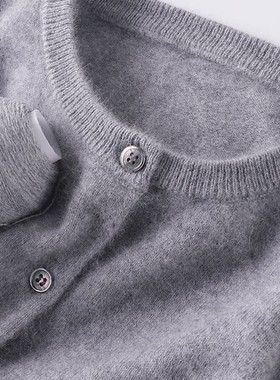 气质爆棚！定制秋冬2025纯羊毛开衫女圆领男短款针织毛衣外宽松潮